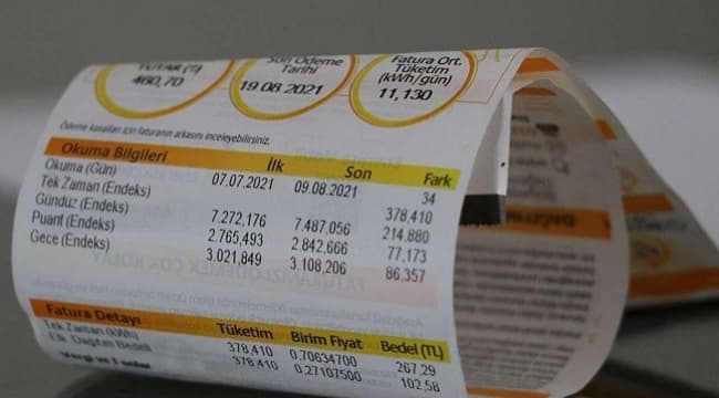 Elektrik faturası — okuma bilgileri ve fatura detayı